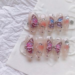 Medium Coffin Butterfly Press on Nail